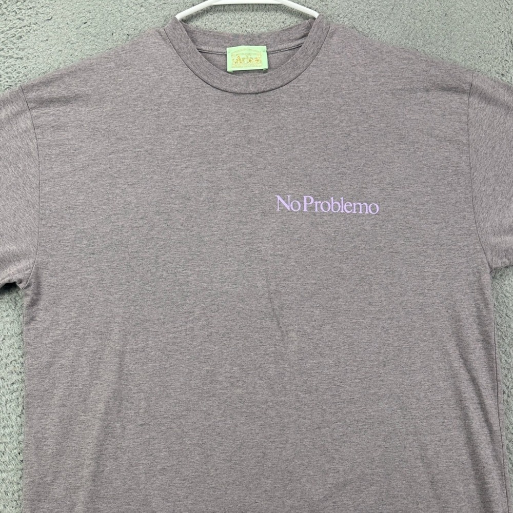 Aries Adult Men T-Shirt Large Light Purple Cotton Short Sleeve Tee Made In Italy